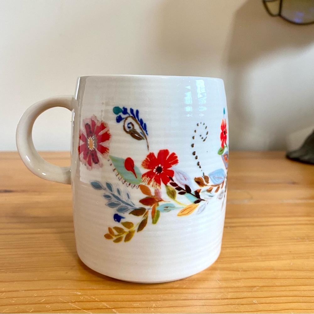 Anthropologie Monogram Letter E Coffee Mug Starla Halfmann Petal Palette Cup - Picture 7 of 9